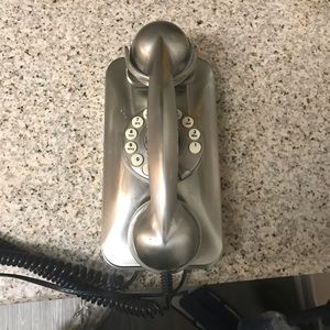 Pottery barn wall phone.  Silver